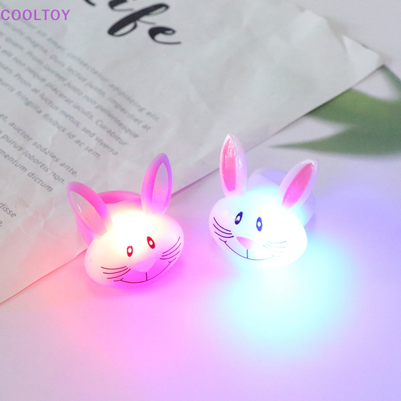 Cooltoy Nhẫn Nhựa Hình Thỏ Hoạt Hình Có Đèn Phát Sáng Dành Cho Trẻ Em