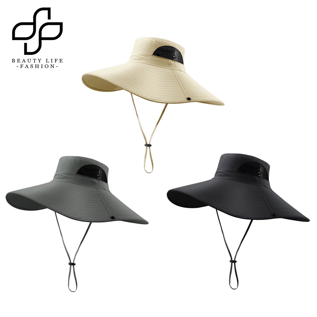 Mũ Vành Rộng Bằng Polyester Siêu Mềm Thoáng Khí Chống Tia UV Có Thể Điều Chỉnh Phối Dây Rút Cho Nam