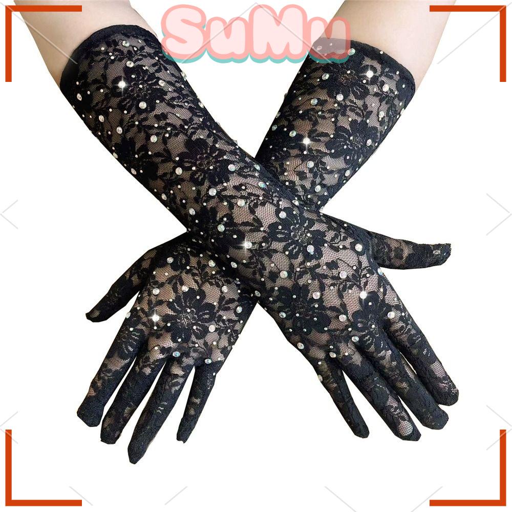 Sumu Găng Tay Lưới Hở Ngón Co Giãn Phong Cách Punk