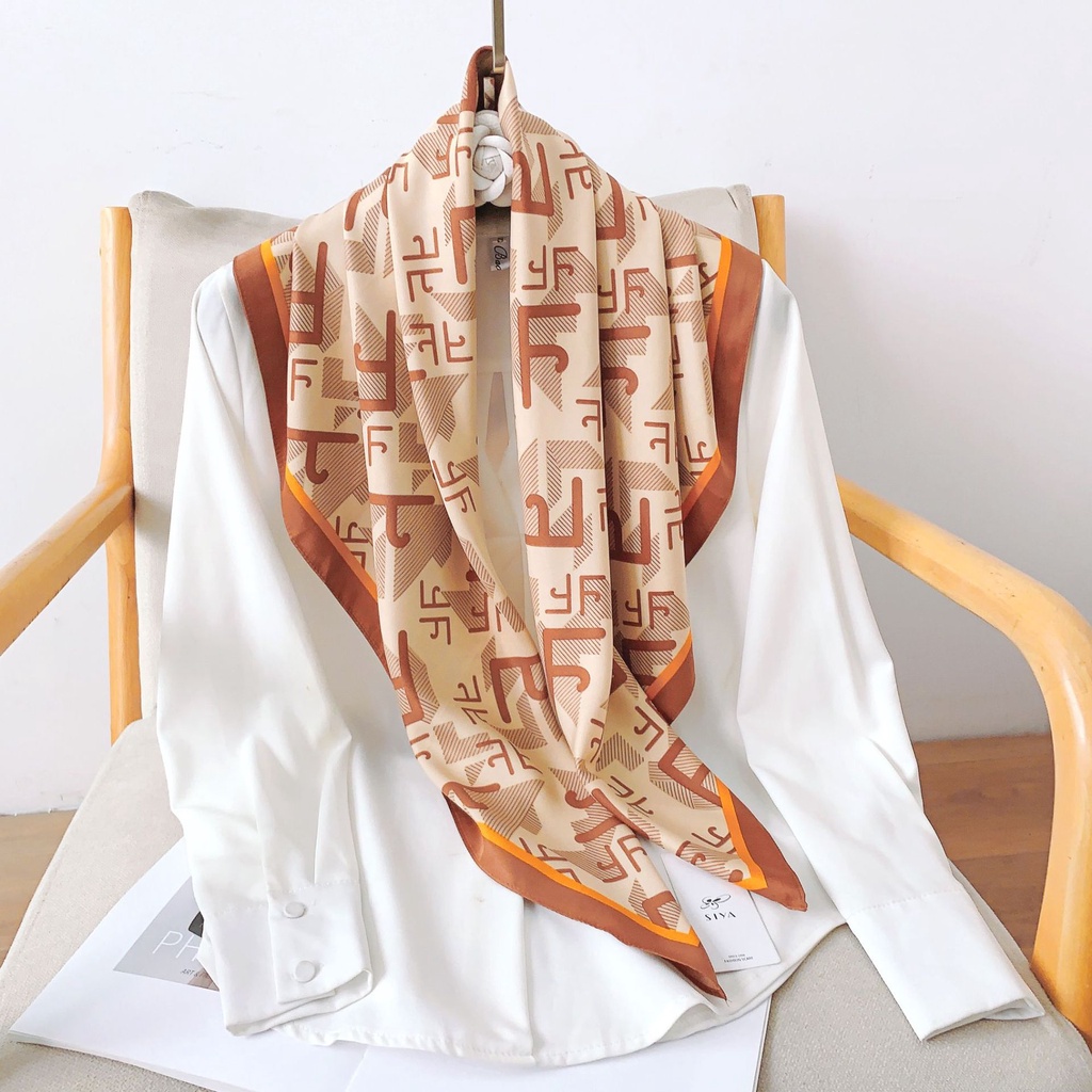 Khăn Choàng Cổ Hình Vuông Cỡ Lớn 90 * 90cm In Chữ Thời Trang Xuân Hè Cho Nữ