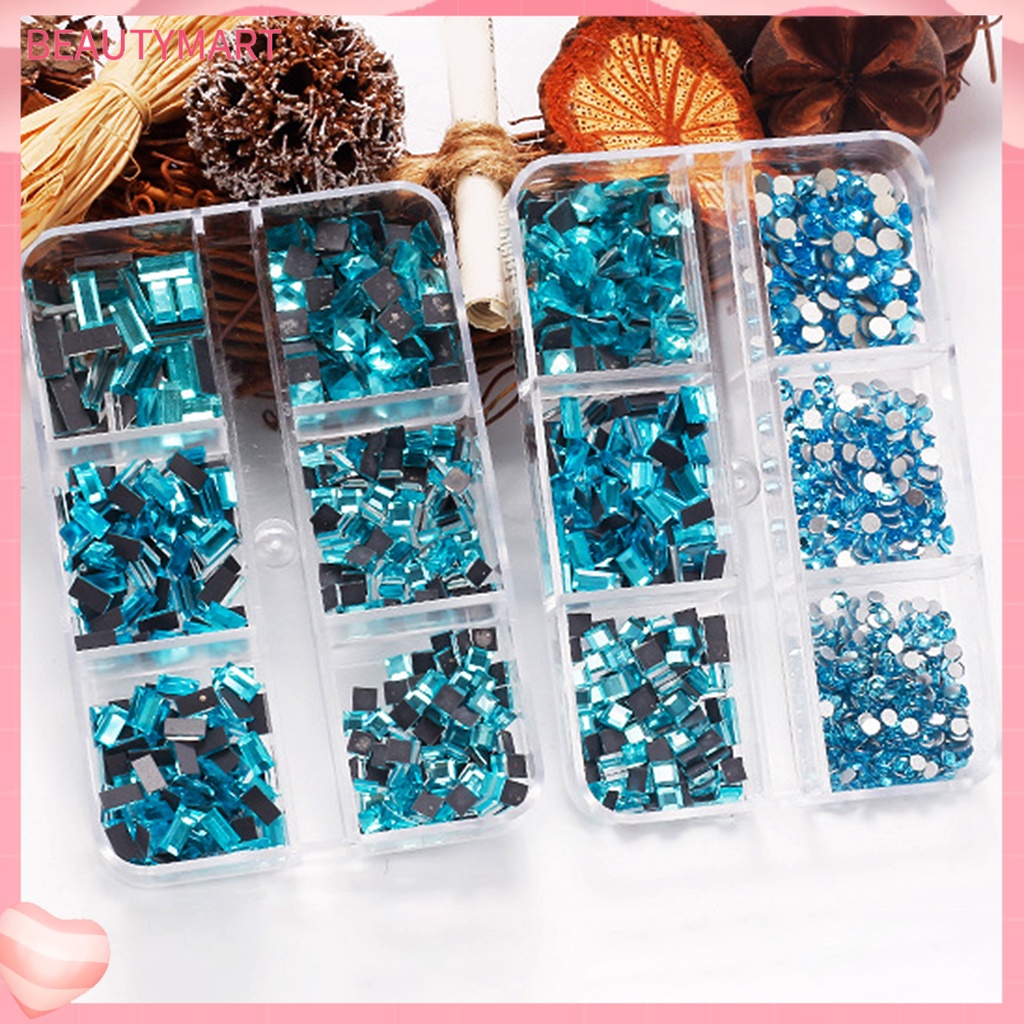 Hộp 1 Hộp 6 Ngăn Đáy Phẳng 3D Trang Trí Móng Tay Nghệ Thuật DIY Cho Nữ