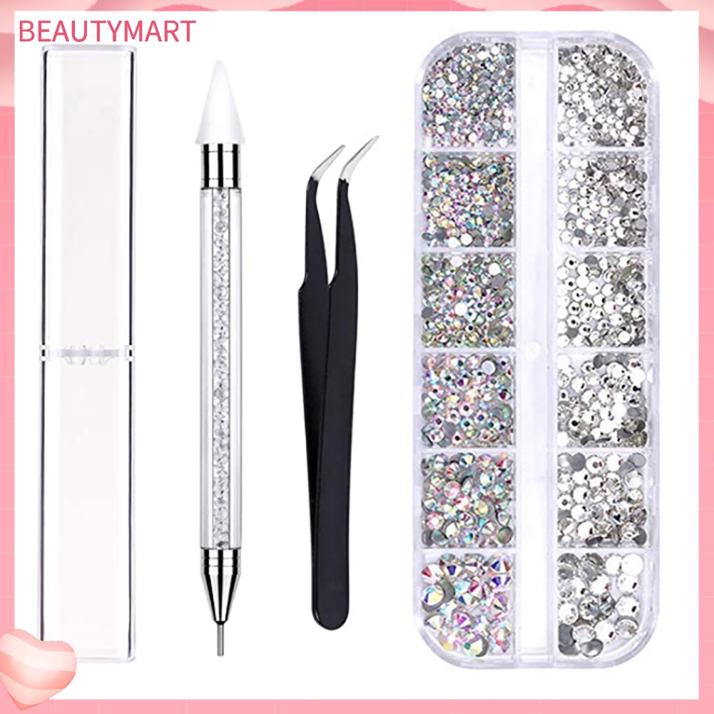 Bộ 3 Cây Bút Hai Đầu Đính Đá Trang Trí Móng Tay Nghệ Thuật