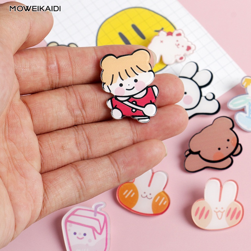 Moweikaidi Ghim Cài Áo Bằng acrylic Hình Chú Thỏ Dễ Thương Sáng Tạo