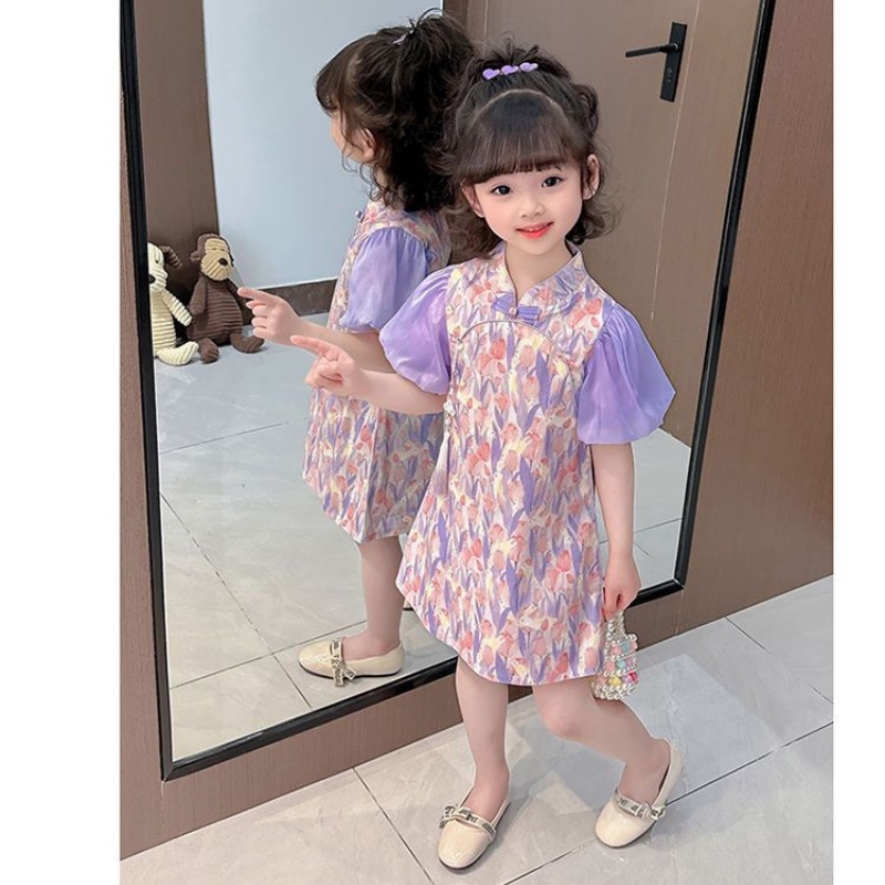 Đầm Sườn Xám Công Chúa Phong Cách Trung Hoa Cổ Điển Mẫu Mới 2023 Dành Cho Bé Gái