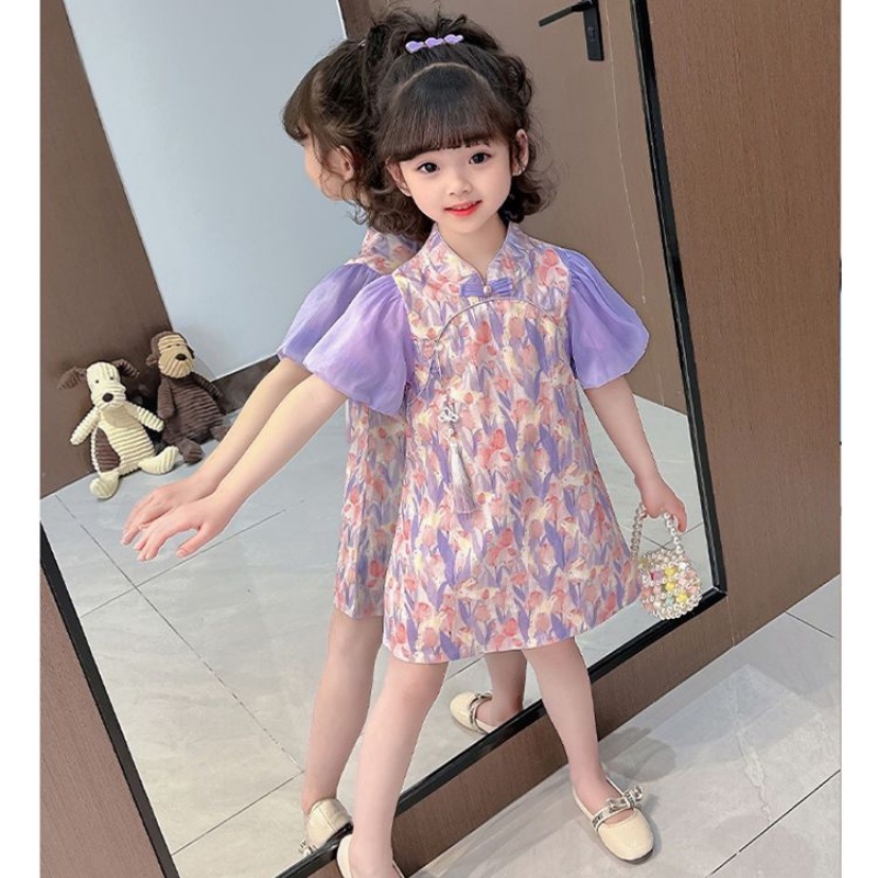 Đầm Sườn Xám Công Chúa Phong Cách Trung Hoa Cổ Điển Mẫu Mới 2023 Dành Cho Bé Gái