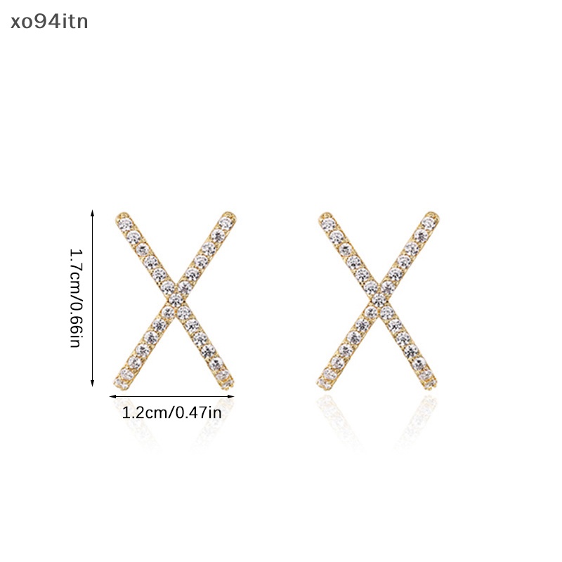 Bông Tai Đinh Tán Hình Chữ X Đính Đá Lấp Lánh tn 1 Cặp Cho Nữ