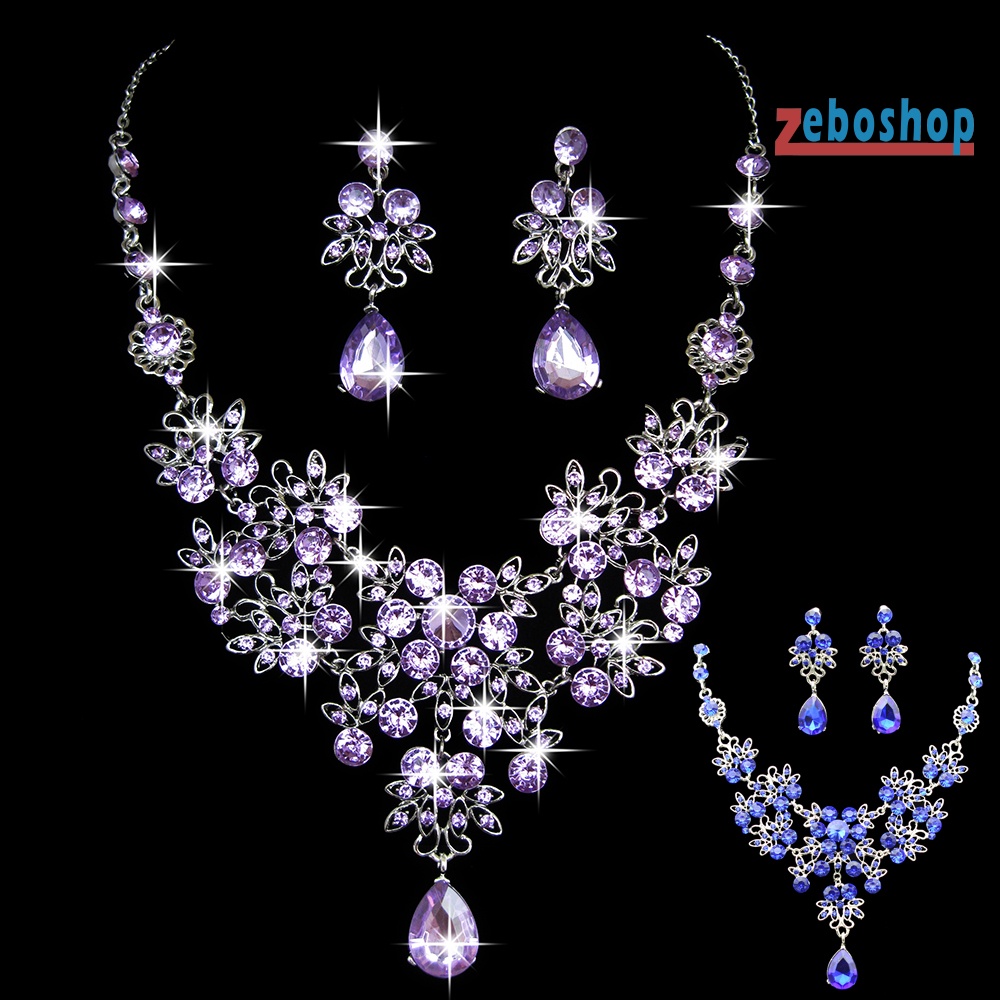 Bộ Vòng cổ + Bông Tai Hình Hoa Bằng Acrylic Cho Nữ