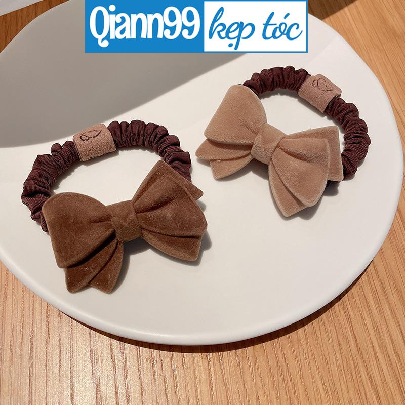 ❤️Dây buộc tóc cao su co giãn đính nơ 3D kaki thời trang phong cách Hàn Quốc cho nữ