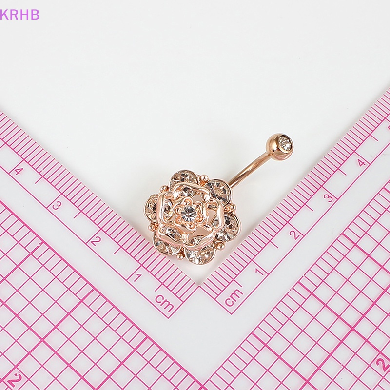 Khuyên Rốn Bằng Thép Không Gỉ Hình Hoa Đính Đá Quyến Rũ Cho Nữ Mới