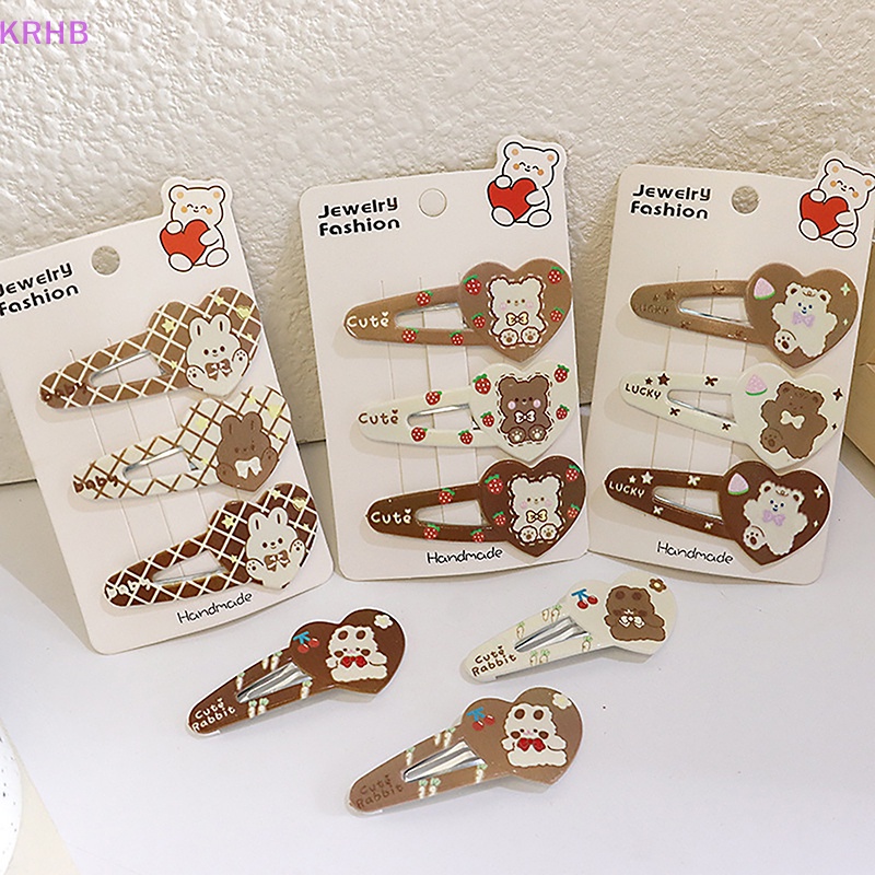 Set 3 Kẹp Tóc Hình Gấu Dễ Thương Cho Nữ Mới