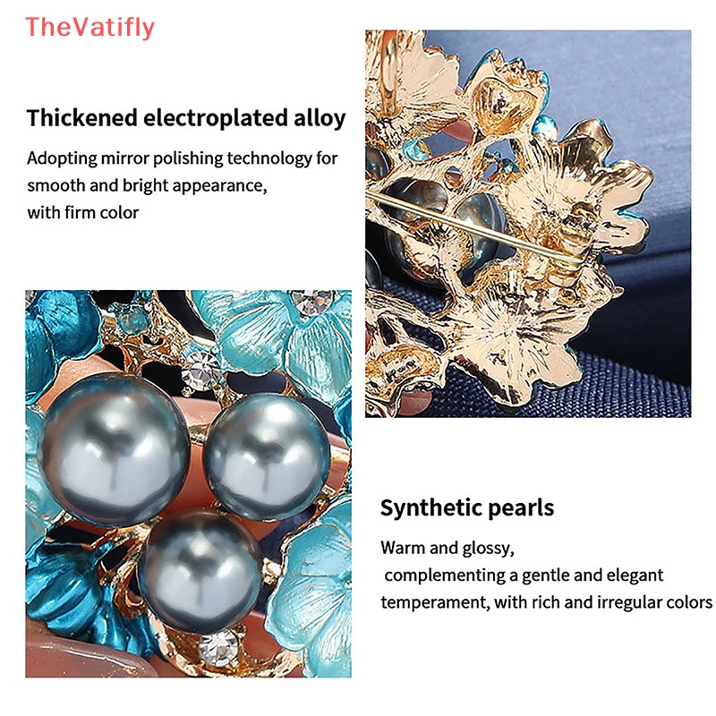 [Thevalifly] 1 Cái Trâm Cài Áo Bằng Hợp Kim Tráng Men Xanh Dương Đính Kim Cương Giả Cho Nữ