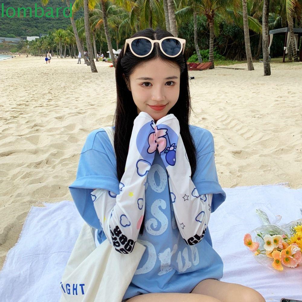 Găng Cánh Tay Co Giãn Thoáng Khí Chống Tia UV In Họa Tiết Hoạt Hình Dễ Thương Cho Nữ