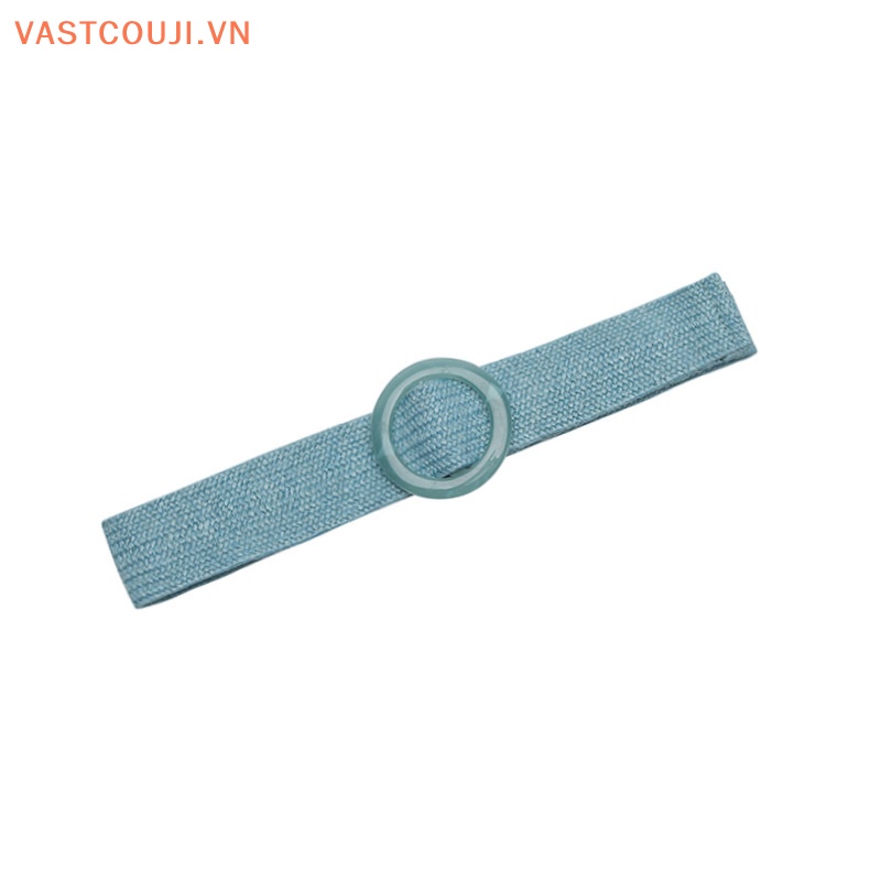 1 Thắt Lưng Bện Sợi Rơm Mỏng Mặt Tròn / Vuông Cổ Điển Cho Nữ