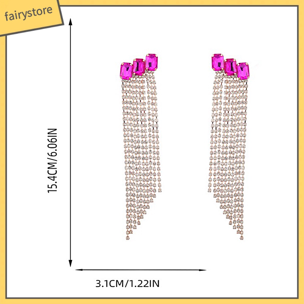 1 Đôi Bông Tai Tua Rua Đính Đá Sáng Lấp Lánh Dành Cho Cô Dâu