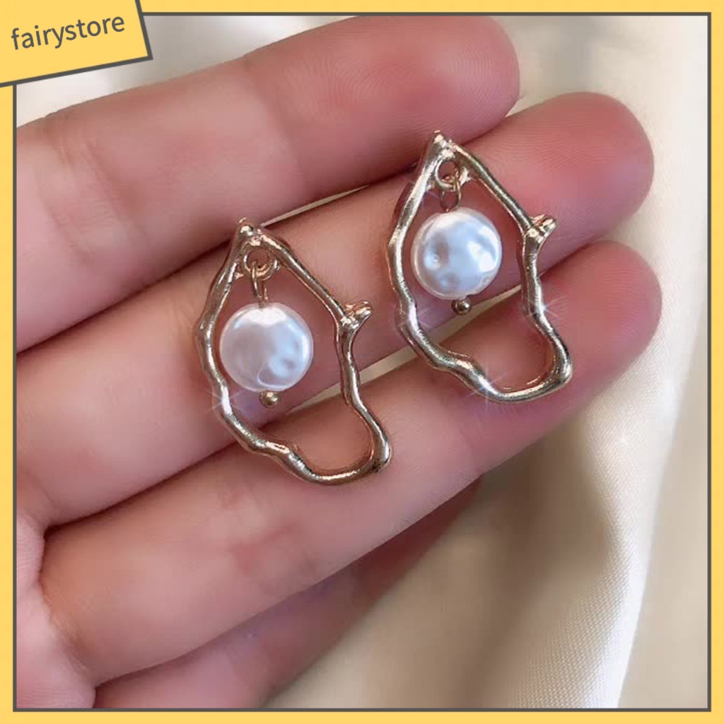 1 Đôi Bông Tai Thả Lủng Lẳng Đính Hạt Giả Ngọc Trai Thời Trang Mặc Hàng Ngày