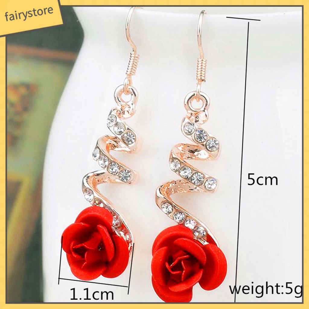 1 Đôi Bông Tai Hình Xoắn Ốc Đính Đá Đỏ Thời Trang Dành Cho Nữ