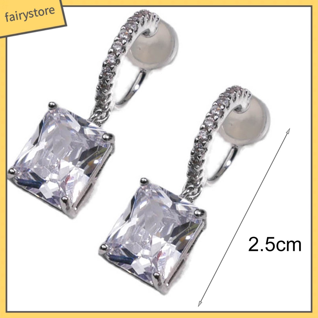 1 Đôi Bông Tai Hình Vuông Dáng Dài Màu Sáng Thời Trang Hàng Ngày