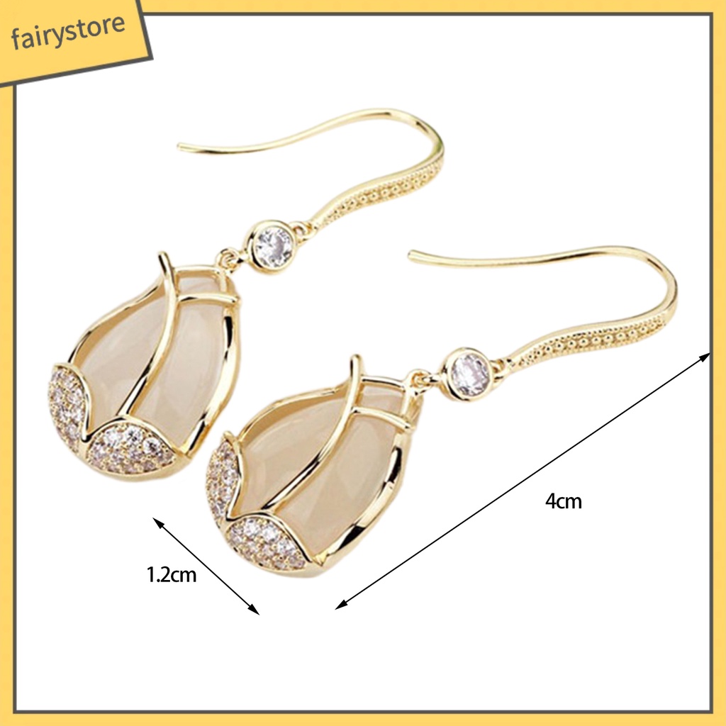 [FRO] 1 Đôi Bông Tai Mặt Hoa Tulip Đính Đá Zircon Cao Cấp Không Gây Dị Ứng Trang Phục Hóa Trang Dành Cho Nữ