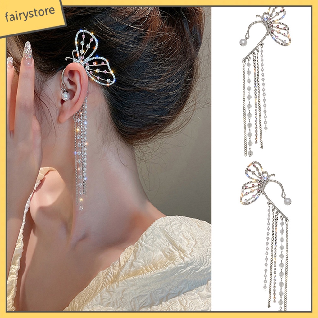 1 Đôi Bông Tai Hình Bướm Có Đính Đá Lấp Lánh Dành Cho Nữ
