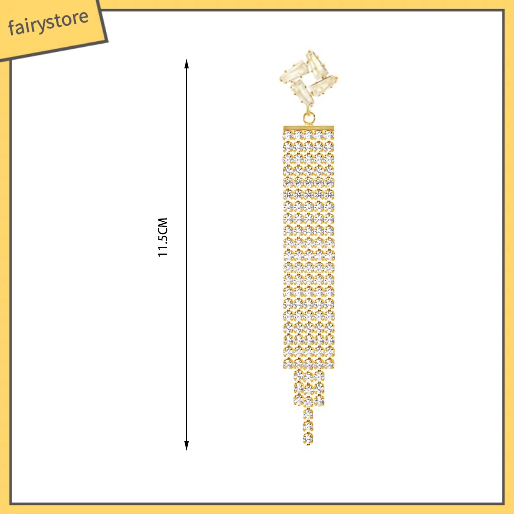 1 Đôi Bông Tai Dáng Dài Đính Đá Thời Trang