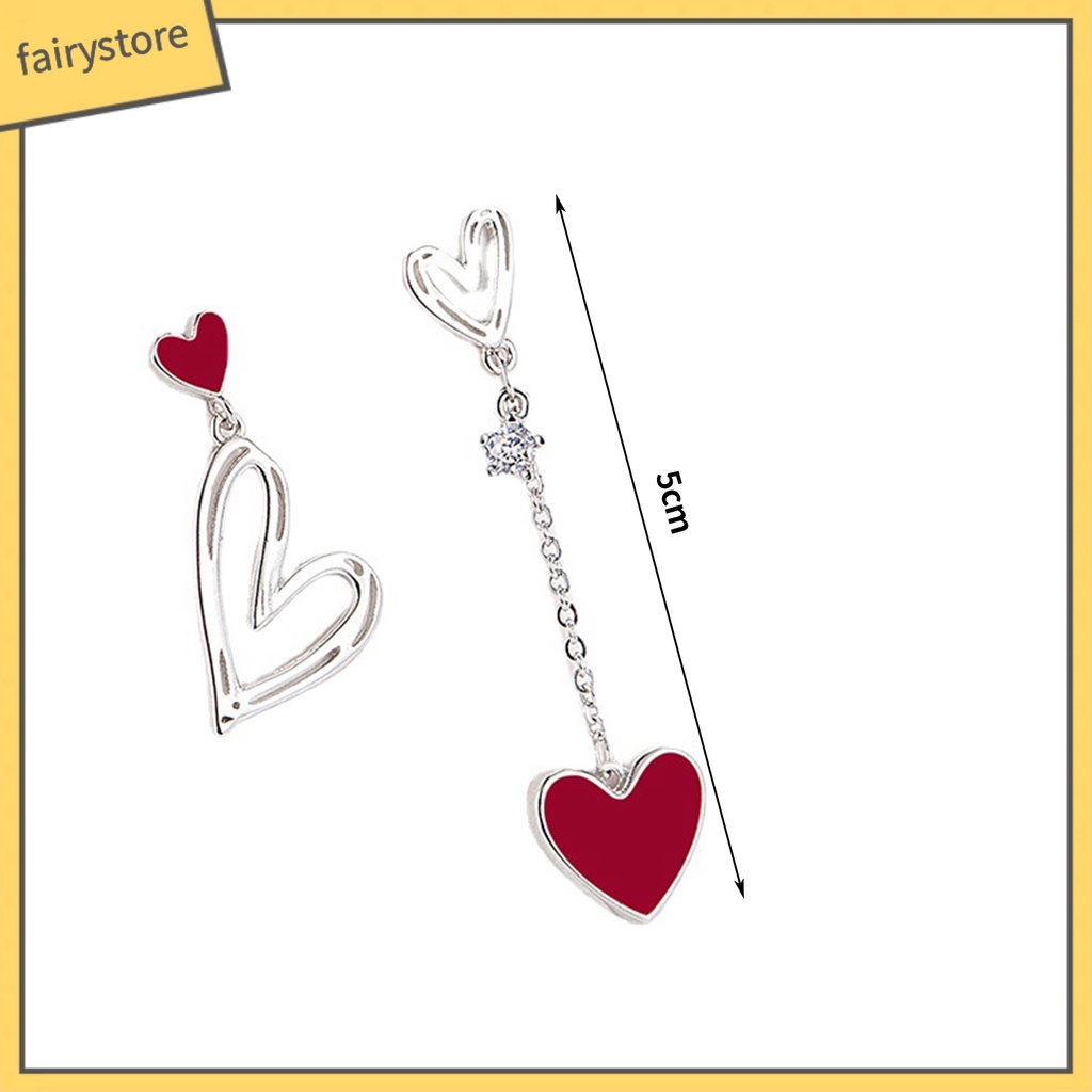 1 Đôi Bông Tai Hình Trái Tim Rỗng Không Đối Xứng Dành Cho Nữ