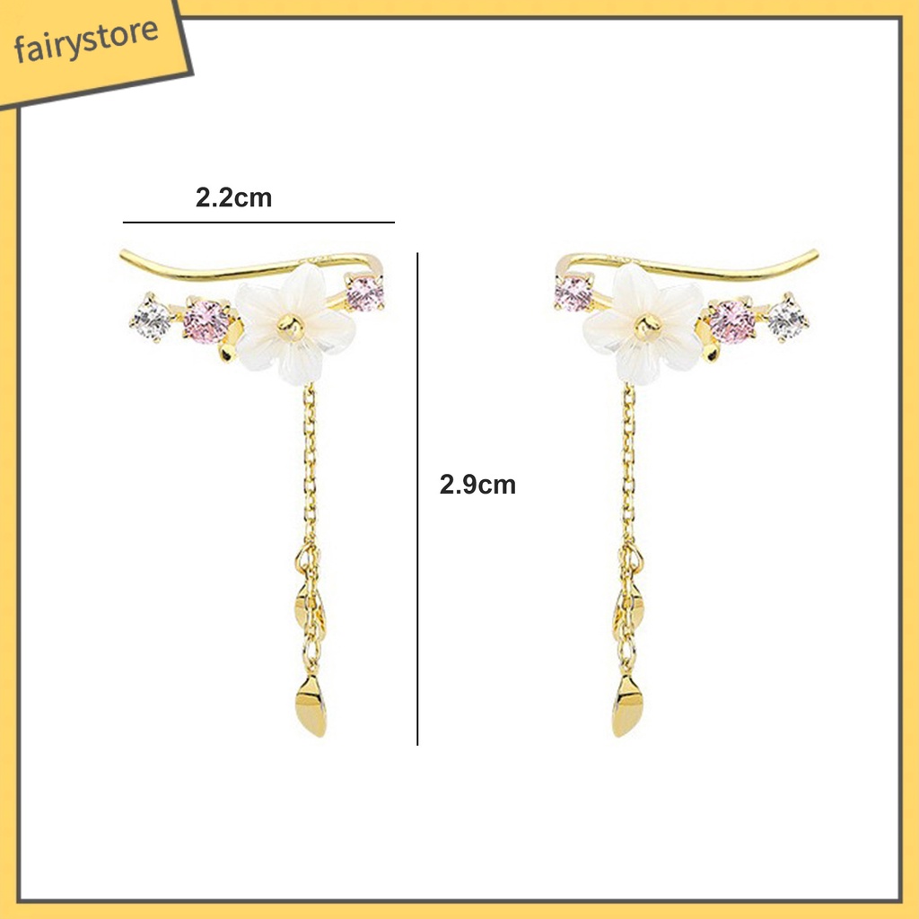 1 Đôi Bông Tai Xỏ Lỗ Hình Hoa Đính Đá Thời Trang