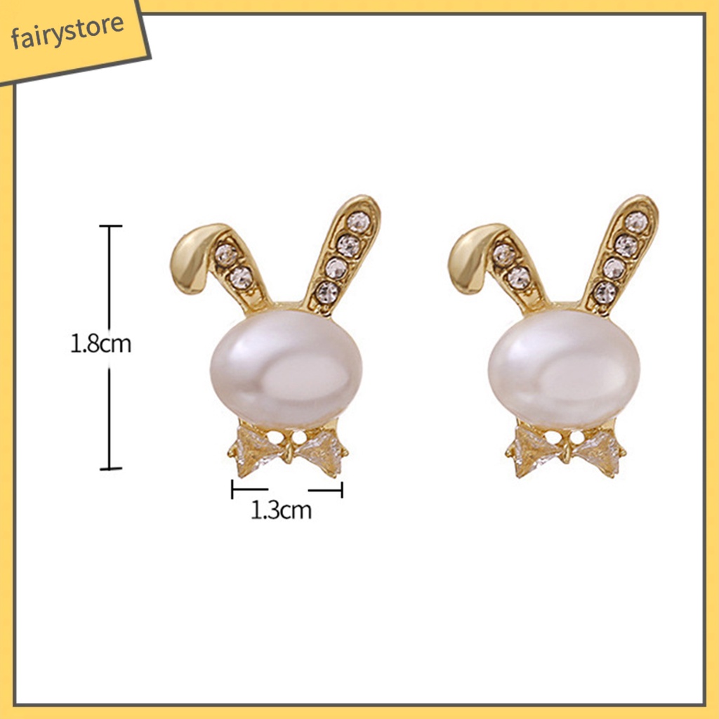 [FRO] 1 Đôi Khuyên Tai Xỏ Hạt Ngọc Trai Giả Hình Thú Không Gây Dị Ứng Trang Trí Khối Đá Zirconia Không Phai Màu Trang Sức Cho Nữ
