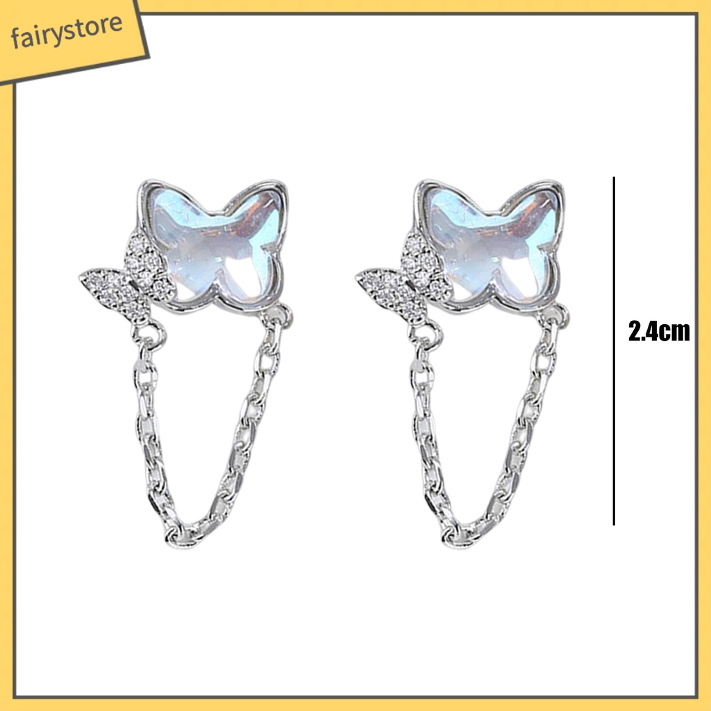 1 Đôi Bông Tai Mini Hình Bướm Đính Đá Mặt Trăng Nhân Tạo Thời Trang Dành Cho Nữ