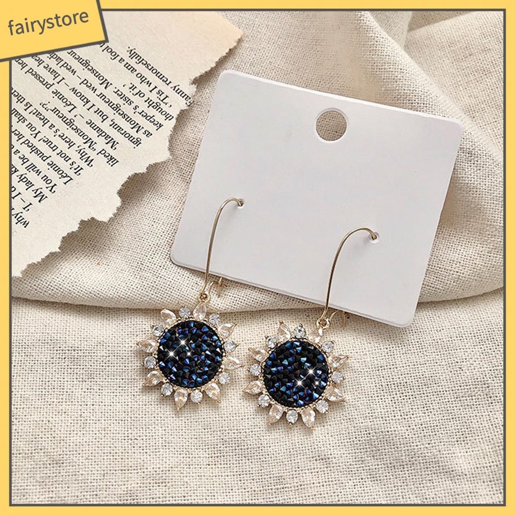 Bông Tai Hình Hoa Hướng Dương Đính Đá Zircon Sang Trọng Cho Nữ