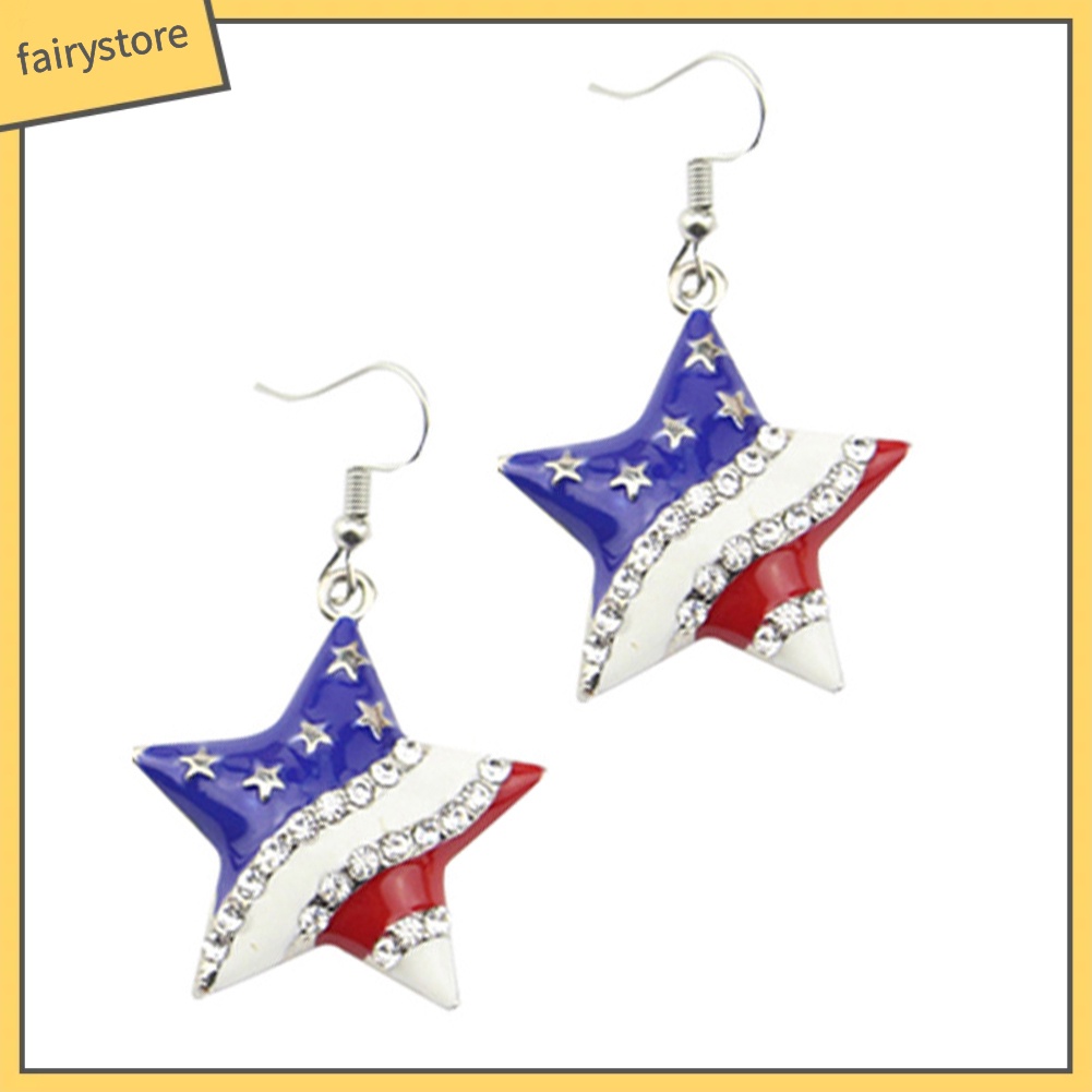 Bông Tai Hình Ngôi Sao / Trái Tim / Lá Cờ Mỹ Đính Đá Thời Trang Dành Cho Nữ