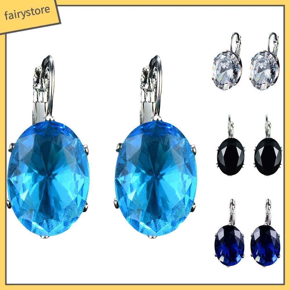 Bông Tai Hình Oval Đính Đá Zircon Thời Trang Dành Cho Nữ