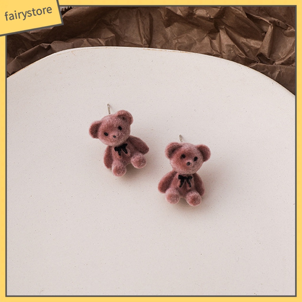 1 Đôi Bông Tai Hình Gấu Hoạt Hình Bằng Hợp Kim Cho Nữ