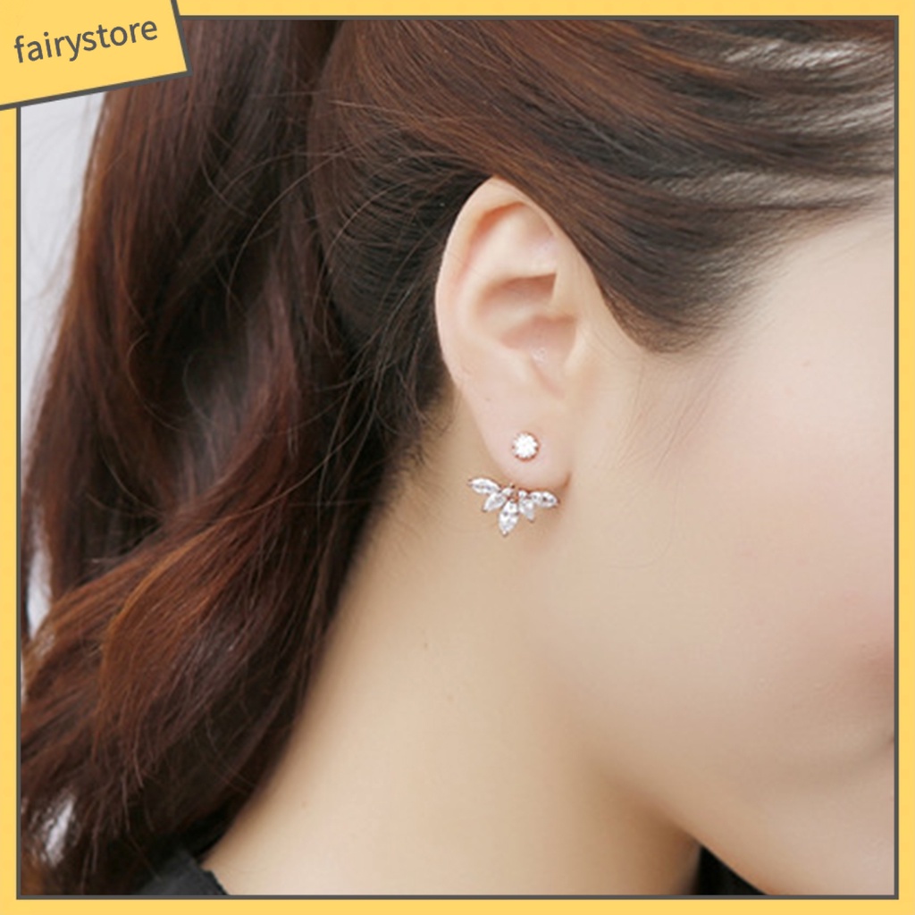 1 Cặp Bông Tai Hợp Kim Hình Hoa Đính Đá Xinh Xắn