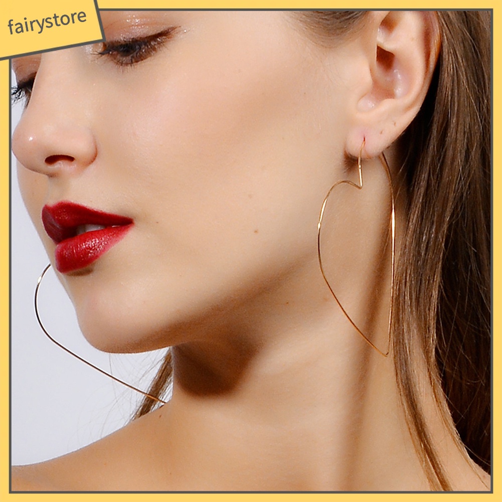 Bông Tai Hình Ngôi Sao / Trái Tim Cỡ Lớn Đơn Giản Thời Trang Cho Nữ