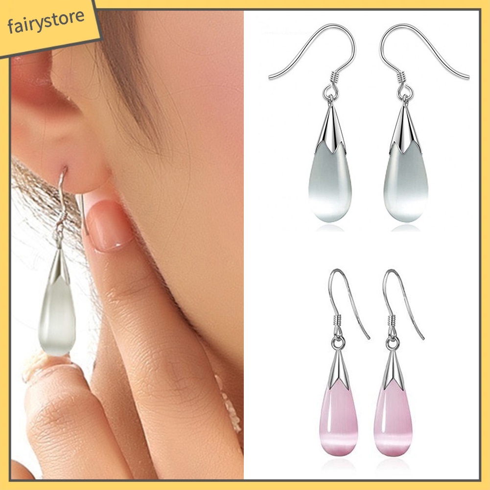 Bông Tai Hình Giọt Nước Đính Đá Opal Thời Trang Dành Cho Nữ
