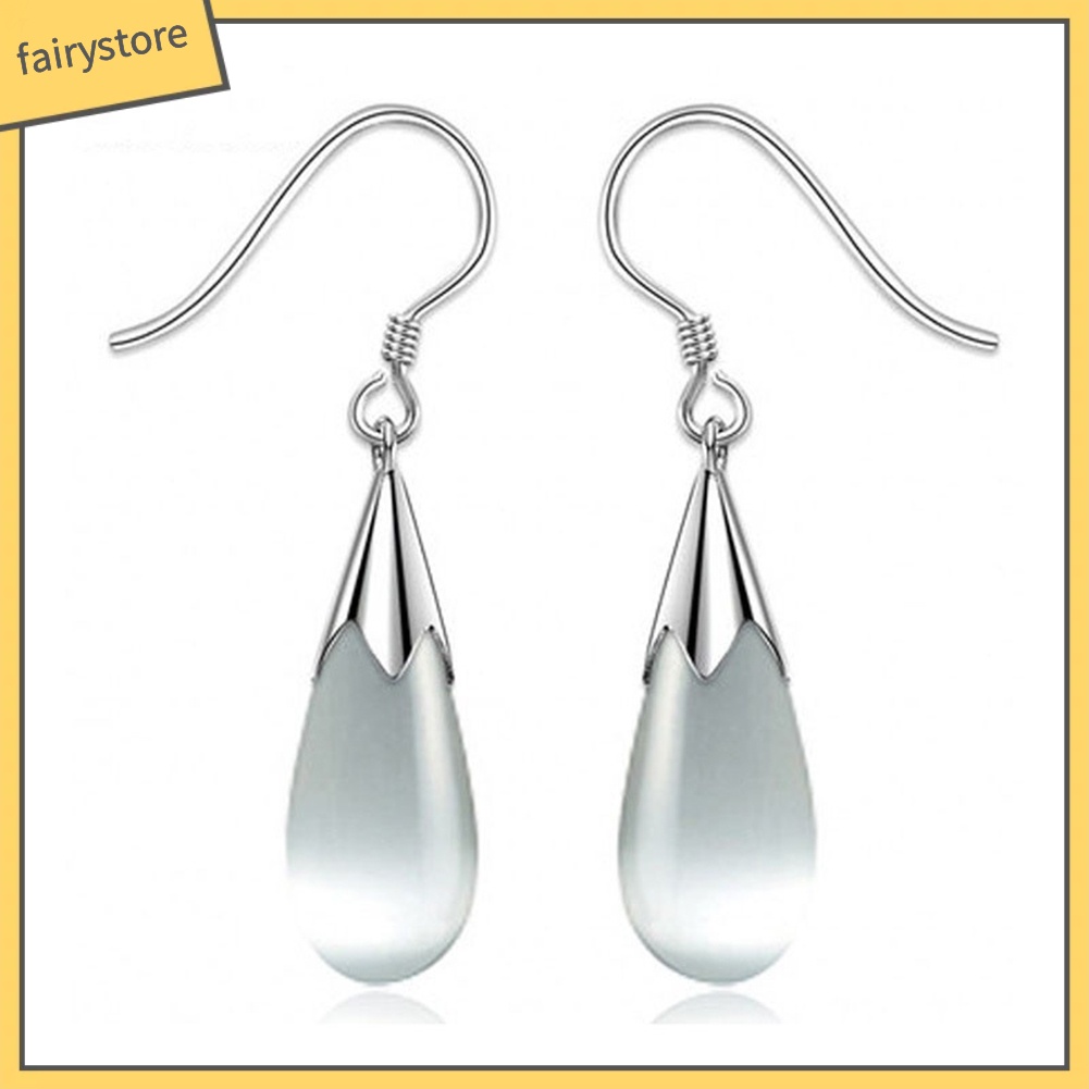 Bông Tai Hình Giọt Nước Đính Đá Opal Thời Trang Dành Cho Nữ