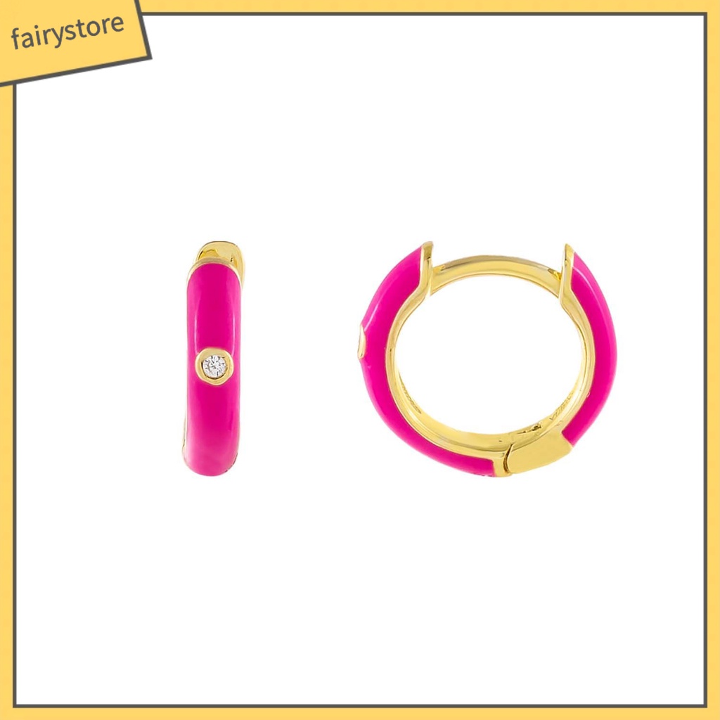 1 Đôi Bông Tai Tròn Đính Đá Zircon Bằng Hợp Kim Tinh Tế Dành Cho Nữ