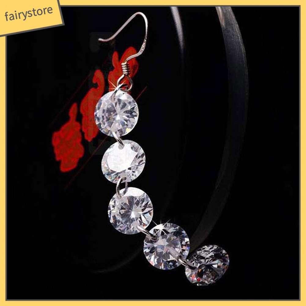 Bông Tai Dài Đính Đá Zircon Thời Trang Dành Cho Nữ