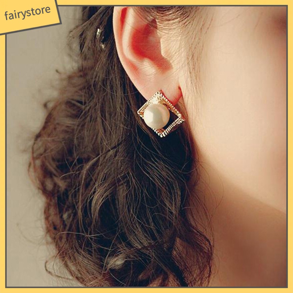 Bông Tai Nhiều Lớp Đính Ngọc Trai Giả Thời Trang Dành Cho Nữ