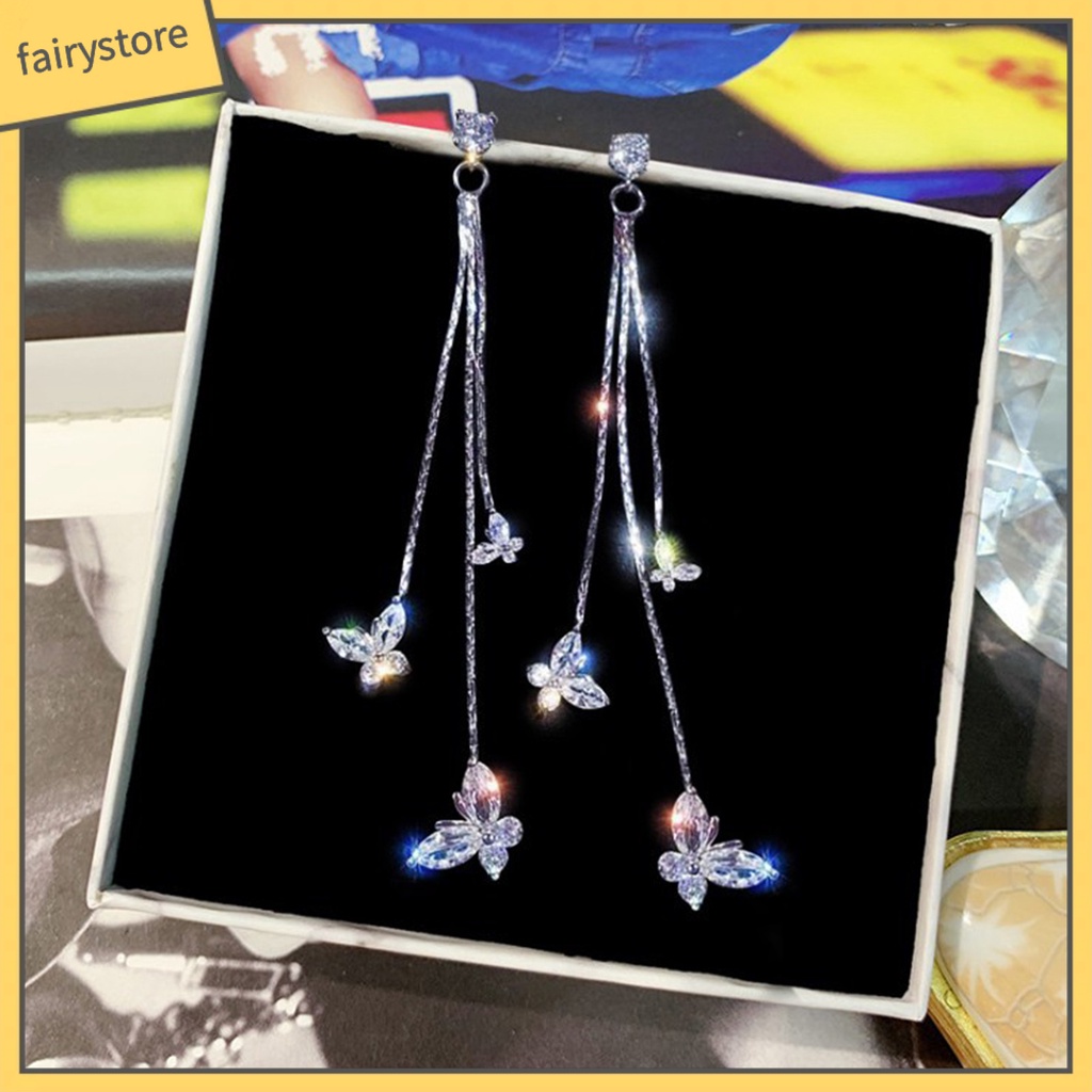 1 Đôi Bông Tai Hình Bướm Đính Đá Lấp Lánh Dành Cho Nữ