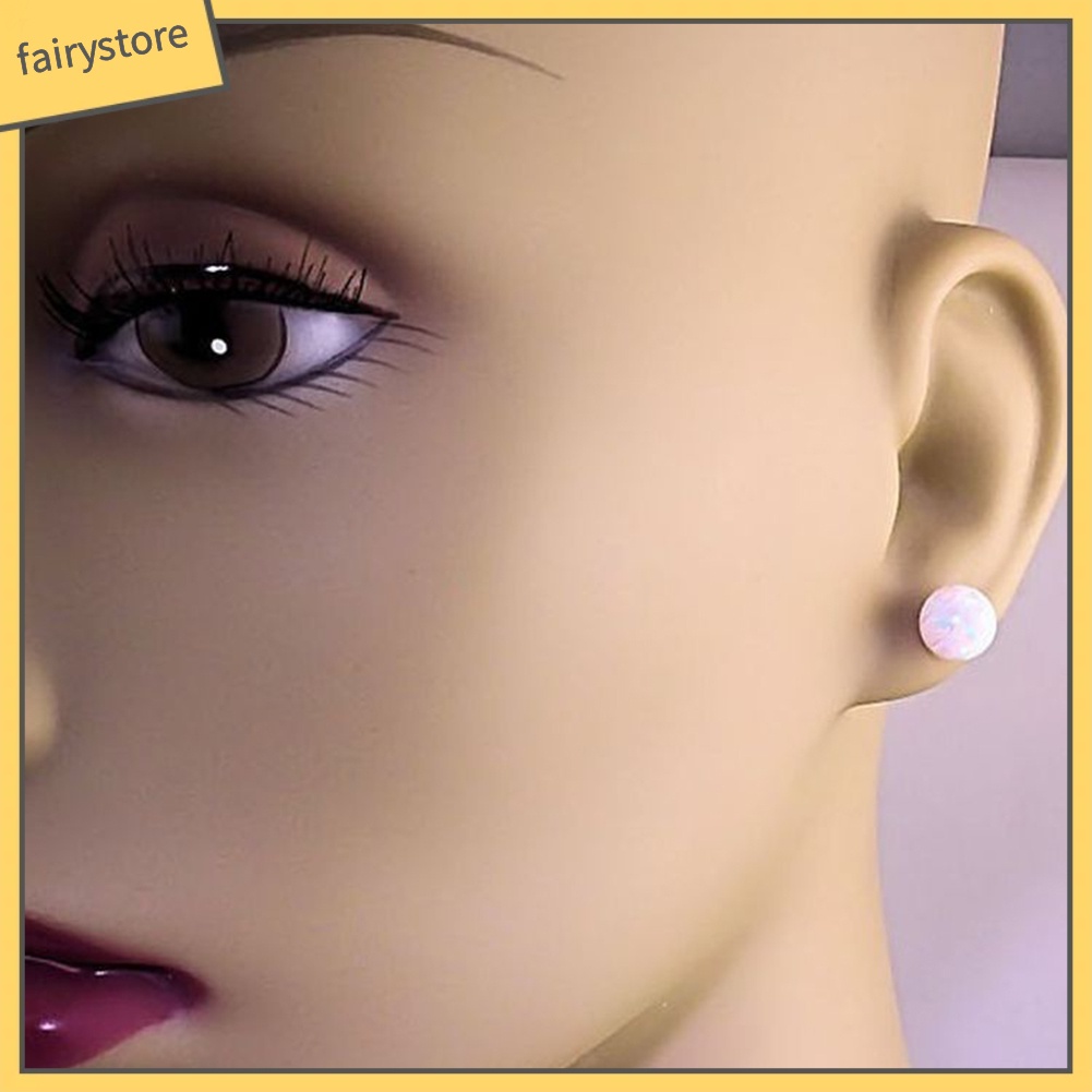 Bông Tai Tròn Đính Đá Opal Nhân Tạo Thời Trang Dành Cho Nữ