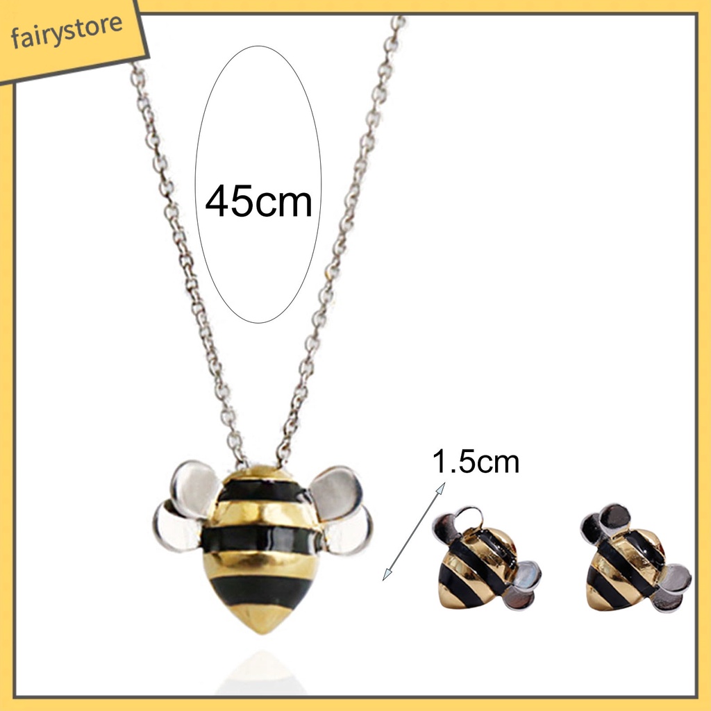 Bộ Trang Sức Vòng cổ / Bông Tai Hình Ong Xinh Xắn Cho Nữ