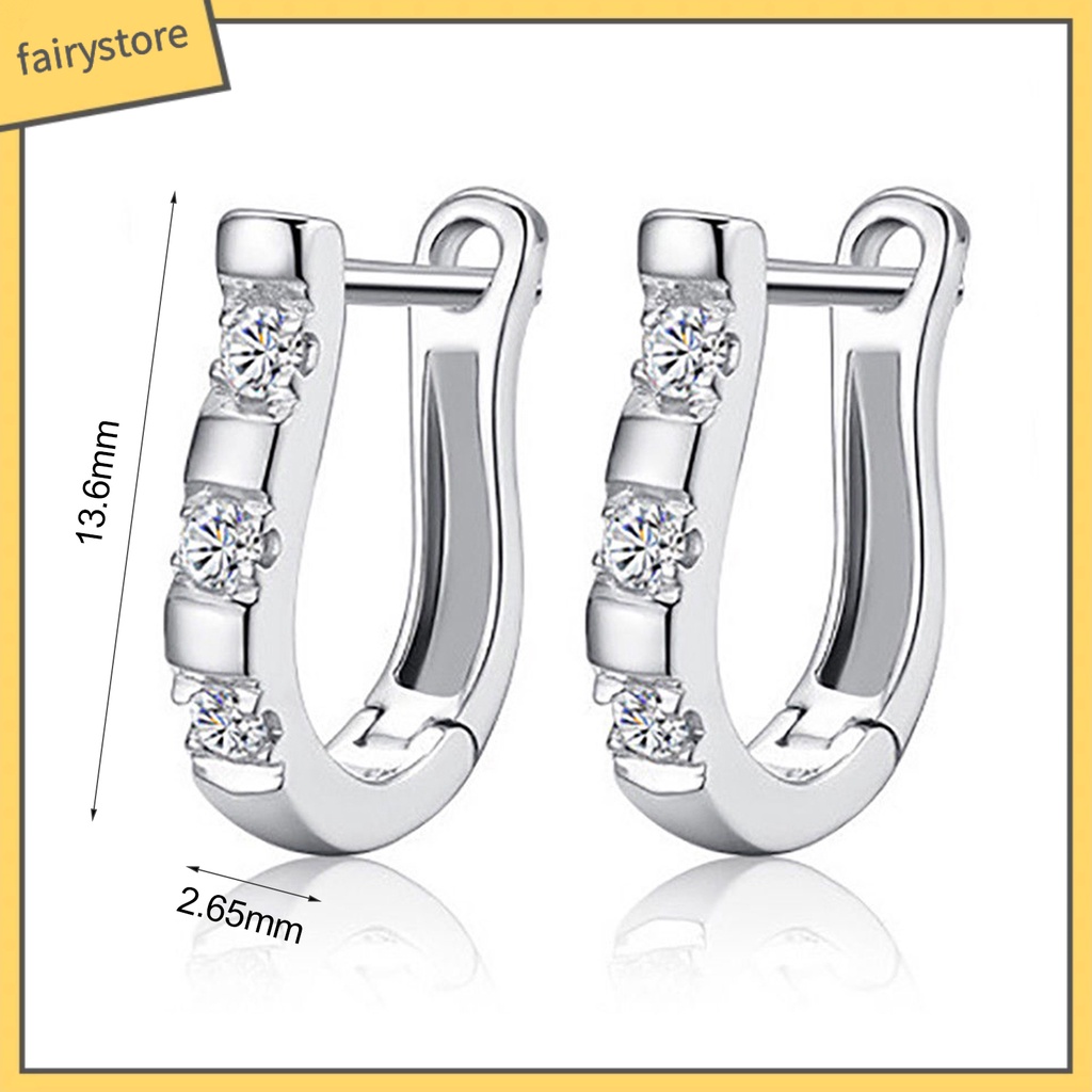 1 Đôi Bông Tai Chữ U Đính Đá Thời Trang Dành Cho Nữ