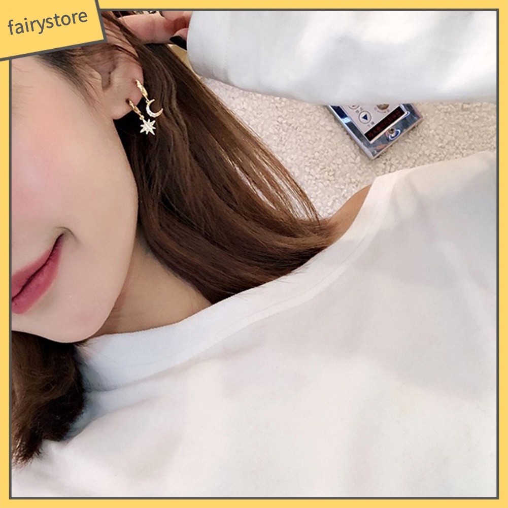 Bông Tai Hình Ngôi Sao Đính Đá Zircon Thời Trang Dành Cho Nữ