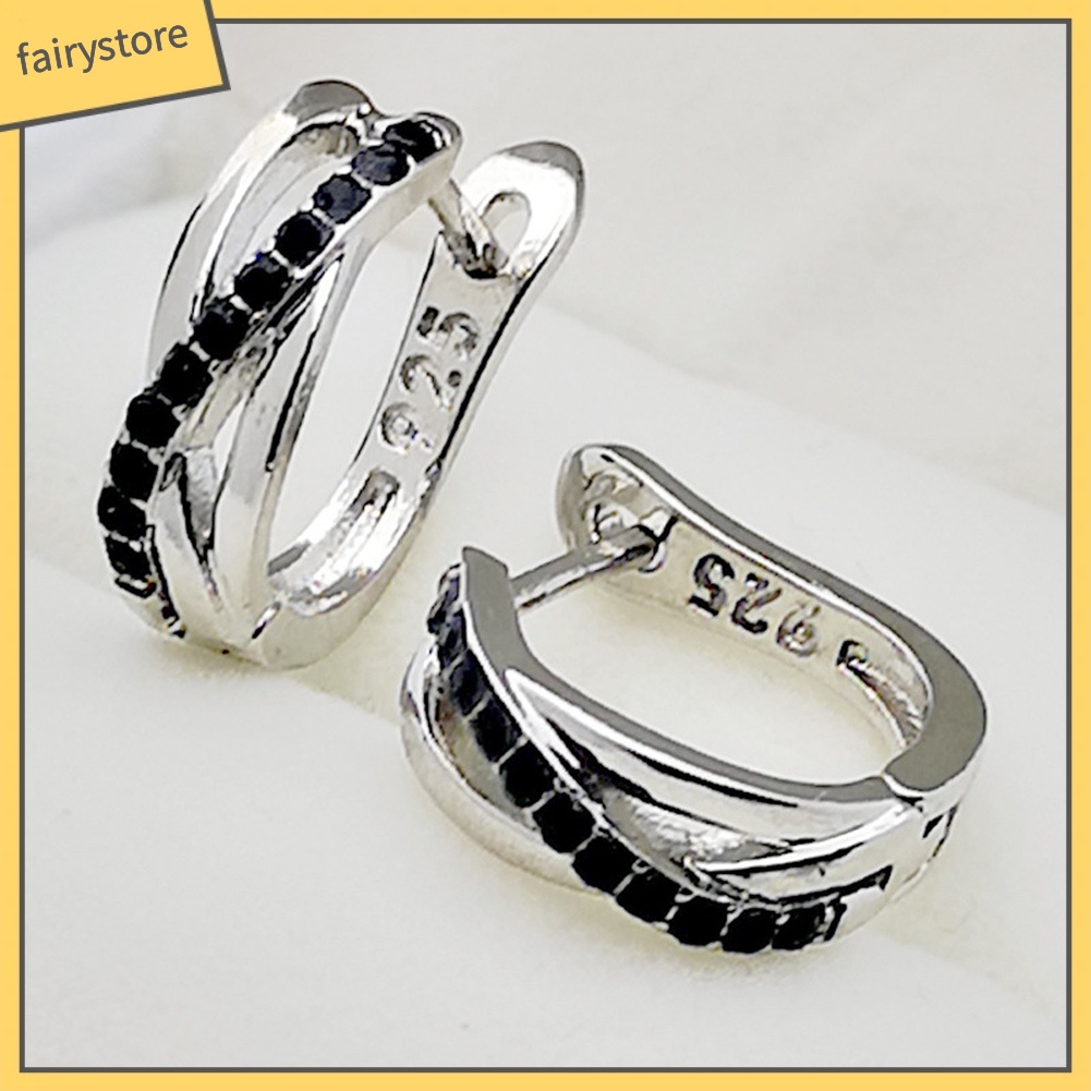 Bông Tai Hình Chữ Thập Đính Đá Thời Trang Dành Cho Nữ