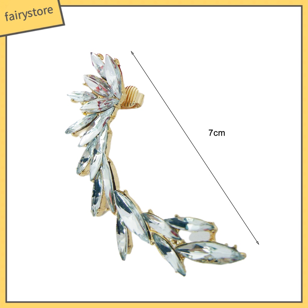 [FRO] 1 Khuyên Tai Tích Hợp Kẹp Đính Đá Thanh Lịch Thời Trang Cho Nữ