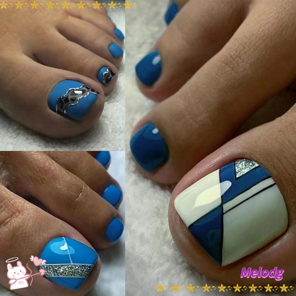 Bộ 24 Móng Chân Giả Ngắn Phong Cách Pháp Dành Cho Nữ