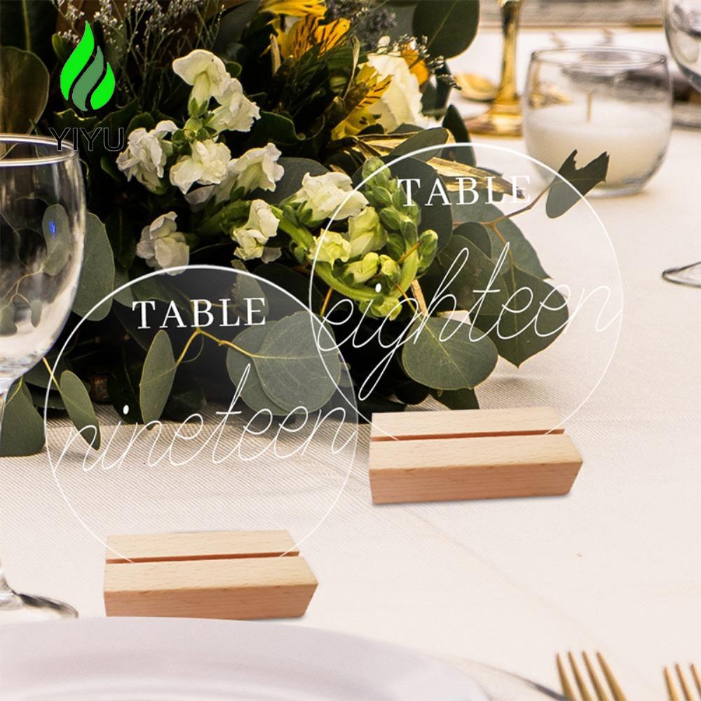 Giá Đỡ Trưng Bày Thẻ Số Bàn Hình Tròn / Bướm / Lục Giác Bằng Gỗ Acrylic Có Thể Tháo Rời