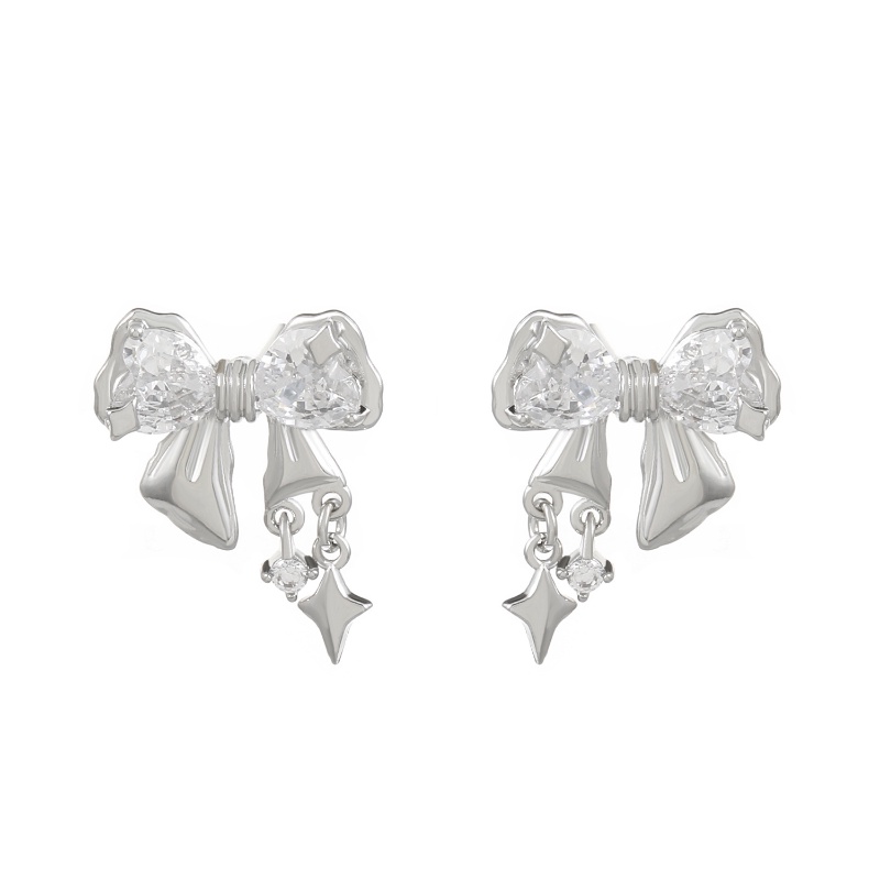 Khuyên Tai Tua Rua Thắt Nơ Đính Đá Zircon Sang Trọng Phong Cách Hàn Quốc Thời Trang 2023