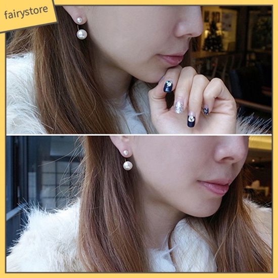 1 Đôi Bông Tai Tròn Đính Ngọc Trai Giả Thời Trang